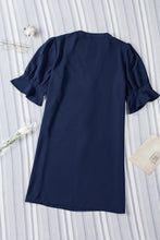 将图片加载到图库查看器，Blue Ruffled Sleeve Shift Dress
