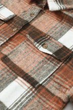 将图片加载到图库查看器，Brown Plaid Flap Pockets Shacket
