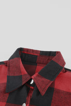 将图片加载到图库查看器，Brown Turn-down Collar Plaid Shirt Coat
