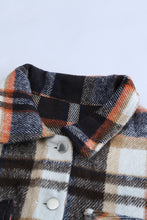 将图片加载到图库查看器，Geometric Plaid Print Pocketed Shacket
