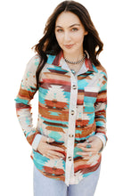 Load image into Gallery viewer, Multicolor Aztec Print Buttoned Pocket Chest Long Sleeve Shirt
