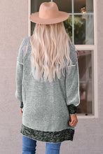 Cargar imagen en el visor de la galería, Gray Plaid Knitted Long Open Front Cardigan
