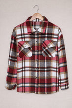 将图片加载到图库查看器，Geometric Plaid Print Pocketed Shacket
