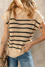 Load image into Gallery viewer, Parchment Striped Ribbed Knit High Neck Sweater
