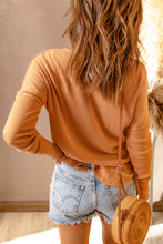 Load image into Gallery viewer, Orange Waffle Knit Henley Top
