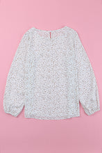 将图片加载到图库查看器，Leopard Crew Neck Long Sleeve Blouse
