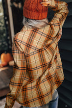 Load image into Gallery viewer, Orange Plaid Pocket Buttoned Long Sleeve Shirt
