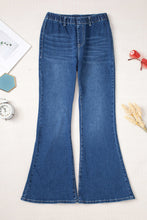 将图片加载到图库查看器，Blue Elastic High Waist Flare Jeans
