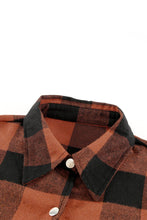 将图片加载到图库查看器，Brown Turn-down Collar Plaid Shirt Coat
