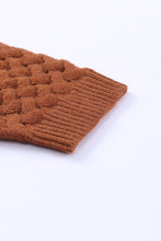 将图片加载到图库查看器，Brown Open Front Woven Texture Knitted Cardigan with Pockets
