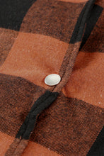 将图片加载到图库查看器，Brown Turn-down Collar Plaid Shirt Coat
