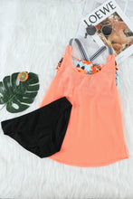 将图片加载到图库查看器，Orange Printed Splicing Racerback Tankini
