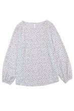 将图片加载到图库查看器，Leopard Crew Neck Long Sleeve Blouse
