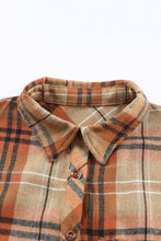 Load image into Gallery viewer, Orange Plaid Pocket Buttoned Long Sleeve Shirt
