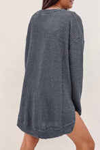 将图片加载到图库查看器，Gray Waffle Knit High Slits Oversized Top
