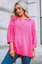 Load image into Gallery viewer, Pink 3/4 Sleeves Dotted Print Loose Shirt
