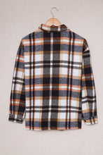 将图片加载到图库查看器，Geometric Plaid Print Pocketed Shacket
