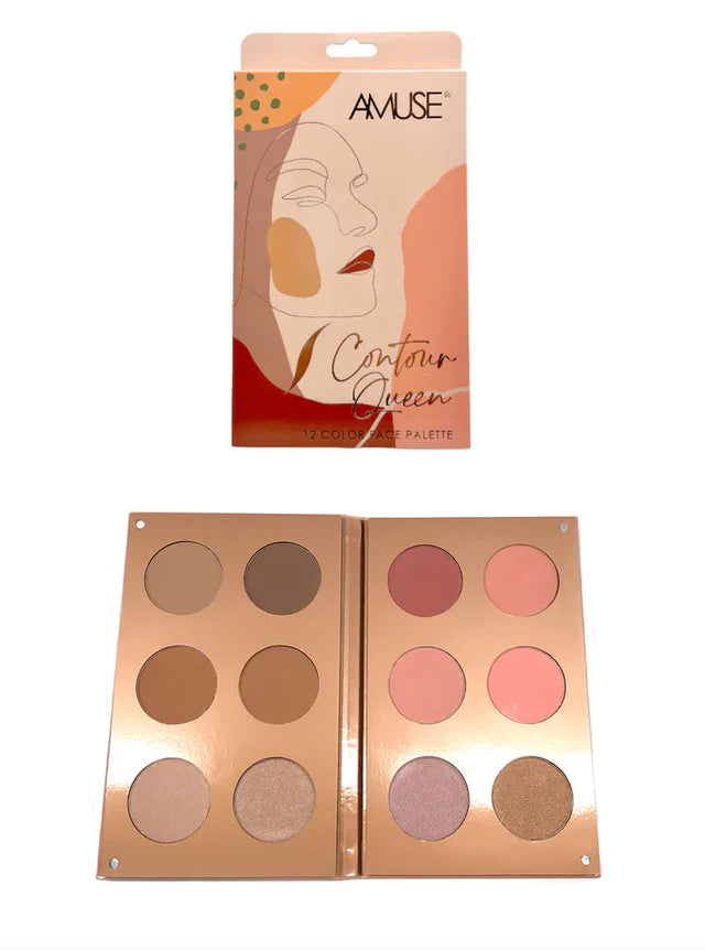 AMUSE - CONTOUR QUEEN 12 COLOR FACE PALETTE, 3 PCS