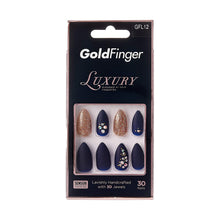 Cargar imagen en el visor de la galería, Elegance is at your fingertips with Gold Finger’s Luxury Handcrafted Design Nails. These dramatic nails have a burgundy ombre and gold glitter design. They have a medium mountain peak tip that looks good on every hand. Lavishly handcrafted with 3D jewels, these luxurious nails last for over 7 days The best price, deal and quality w/ Bonitawholesale.com
