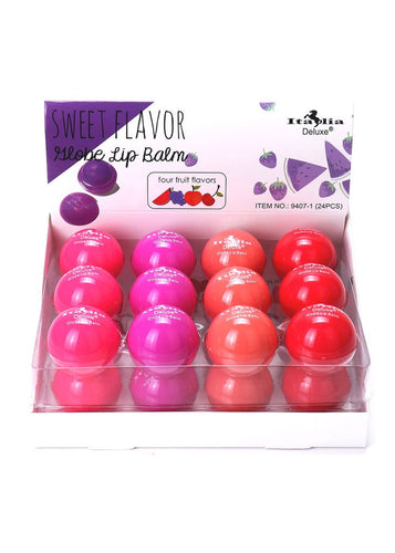 ITALIA DELUXE: 9407-1 : Sweet Flavor Globe Lip Balm 2 DZ  Treat your lips to some self care with our Fruity Globe Lip Balms! The formula will feel so smooth and silky on the lips, and the sweet scent with instantly brighten your day! These are perfect to add in your purse, makeup vanity, gym bag, or work desk. The best price and deal w/ Bonitawholesale.com !!!