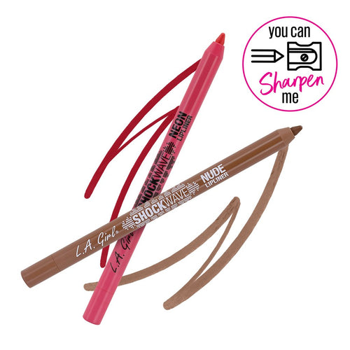 L.A Girl -Shockwave Neon & Nude Lipliner 12 SHADES - 3 PC DESCRIPTION You might want to take a seat before you swatch, because the Shockwave Neon lipliner will have you shook. Shockingly vivid colors glide on creamy pigment with a full-coverage finish that lasts up to 8 hours. Electrify your look with a bold, statement lip that turns heads. The soft plastic pencil can be sharpened with a sharpener for precise application every time. You've never seen neon done like this . The best price and deal w/ Bonitawh