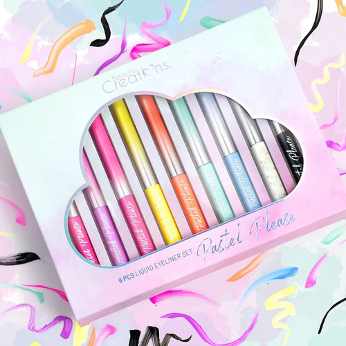 New formula and new shades! Our Pastel Please collection comes with one of each new liquid eyeliner, total of 9 shades. - Stocked - Taro - Strawberry Milk - Yellow Fluff - O'Pop - Mochi - Moonshine - White Cloud - Cloud 9 . The best price and deal w/ Bonitawholesale.com