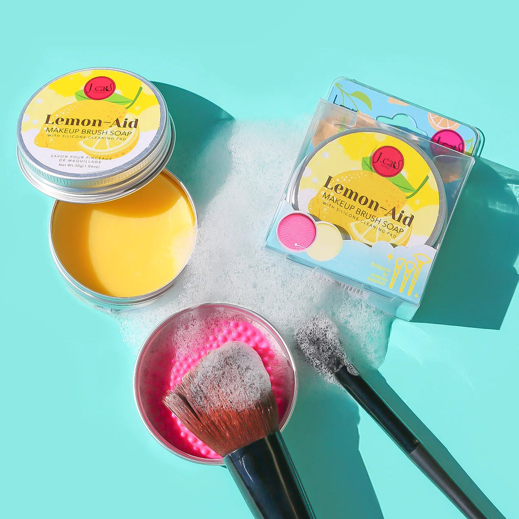 Lemon Aid Makeup Brush Soap Helps Breakdown excess makeup and bacteria buildup. It Include silicone cleaning pad to cleanse away stubborn makeup. The best price, deal and quality w/ Bonitawholesale.com