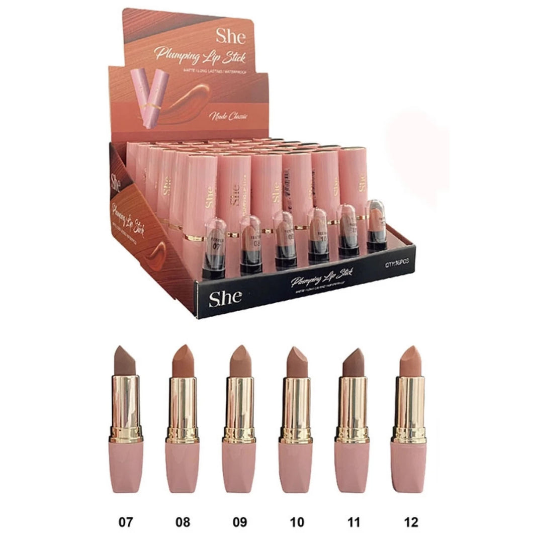 S.He - LS520B Plumping Lipstick 'Nude Classic' with Samples 36 PCS - Matte Lipstick  - Long Lasting  -Waterproof. The best price and deal w/ bonitawholesale.com !!!