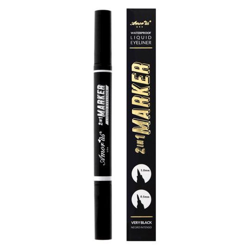 Amor Us- 2 In a Market Waterproof Liquid Eyeliner 2DZ. This 2-in-1 Marker Eyeliner will provide you with the control of a defined or bold eye look to match your mood. With a dual tip ready to use in any situation. The best deal and price w/ Bonita Wholesale.com !!!