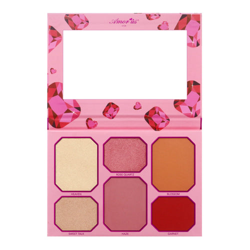 Amor US_ CO-PRFD : Pink Ruby Blush & Highlighter Palette-Wholesale Display_6 PCS Bonita cosmetic and makeup supply wholesale online store with best price.