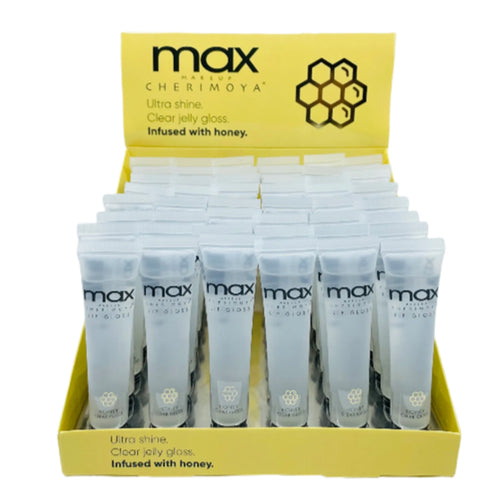 Cherimoya-MLH8290-P : MAX Lip Gloss-Ultra Shine Clear Jelly Gloss/Infused with Honey 4 DZ * 48 PCS In a box. The best price and deal w/ Bonitawholesale.com !!!
