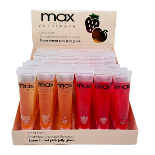 Cherimoya-MLC8305-P : MAX Lip Gloss-Sheer Tinted Pink Jelly Gloss/Strawberry &Peach 4 DZ. The best price and deal w/ Bonitawholesale.com !!!
