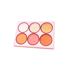 Load image into Gallery viewer, Accomplish sun-kissed result with the Sunkissed Highlighter &amp; Blush. With six complementing shades that can be applied separately or swirled together for a radiant shimmer and expertly fixed, contoured finish, the highlighter and blush enable you to build a multi-dimensional, sculpted make-up look with ease. It sweeps effortlessly across your favorite facial features to restore a healthy-looking, luminous complexion in one simple stroke. The best price and quality w/ Bonitawholesale.com
